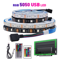 USB Led Strip Lights 5V 30Leds/m RGB 5050 LED Strip Flexible Ribbon Diode Tape TV Backlight Lamp Room Decor 0.5M 1M 2M 3M 4M 5M