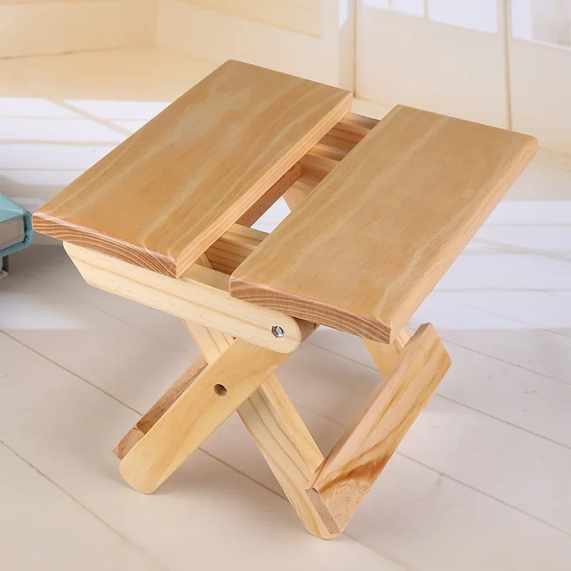 Natural Bamboo Folding Chair Portable Simple Wooden Folding Stool Outdoor Fishing Chair Small Stool Fold Away Beach Chair