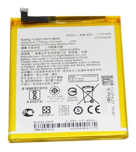 Battery C11P1609 Zenf 3 Zc553kl / 4 Max Zc520kl 4120mAh