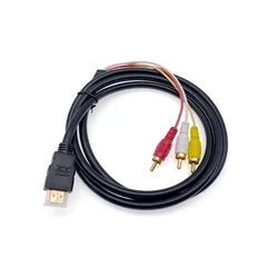 HDMI to 3RCA 셋톱 박스 어댑터 케이블 와이어링, 고화질 HDMI to Three Lotus 비디오 연결 케이블, 1.5 m