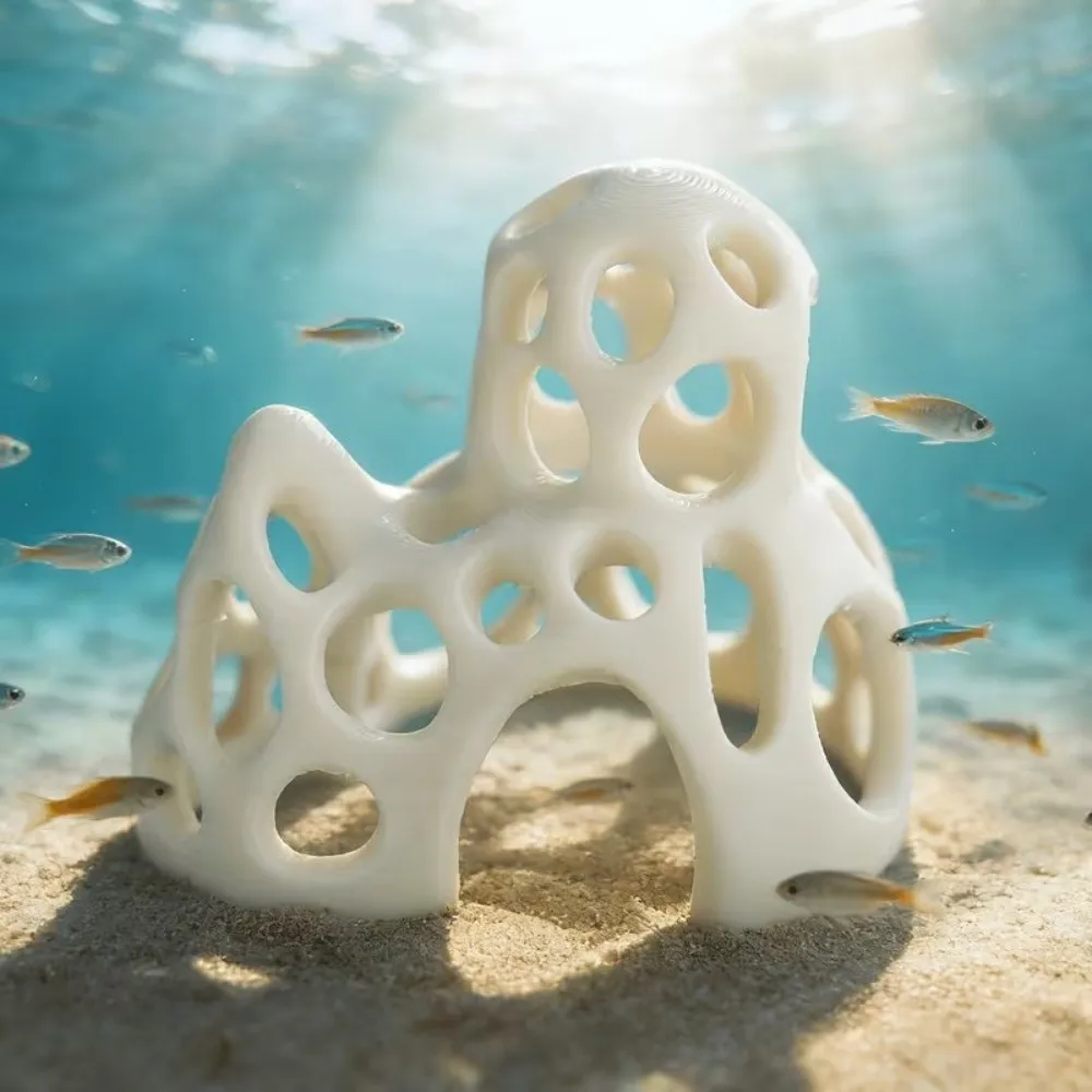 3D Printed Aquarium Cave Ornament Plastic Natural Look Fish Hiding House Coral Mountain Fish Tank Hideaway Living Room