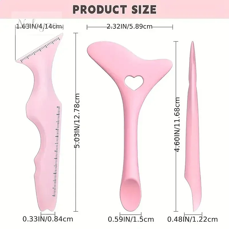 2Pcs Silicone Eye Makeup Ruler Set, Multifunctional Beauty Aid for Eyeshadow, Lipstick, and Eyeliner Application view 3