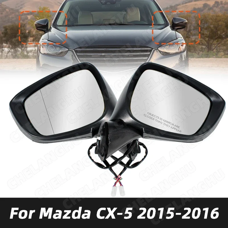 1Pair For Mazda CX-5 2015 2016 Car-styling 6-Pin Rearview Mirror Assembly With Heat Paintable Turn Lamp MA1320208 MA1321208