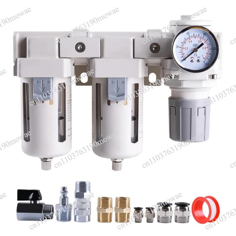 Double-stage Compressed Air Filter Regulator semi-automatic oil-water separator Pressure Regulator Combo Air Drying System