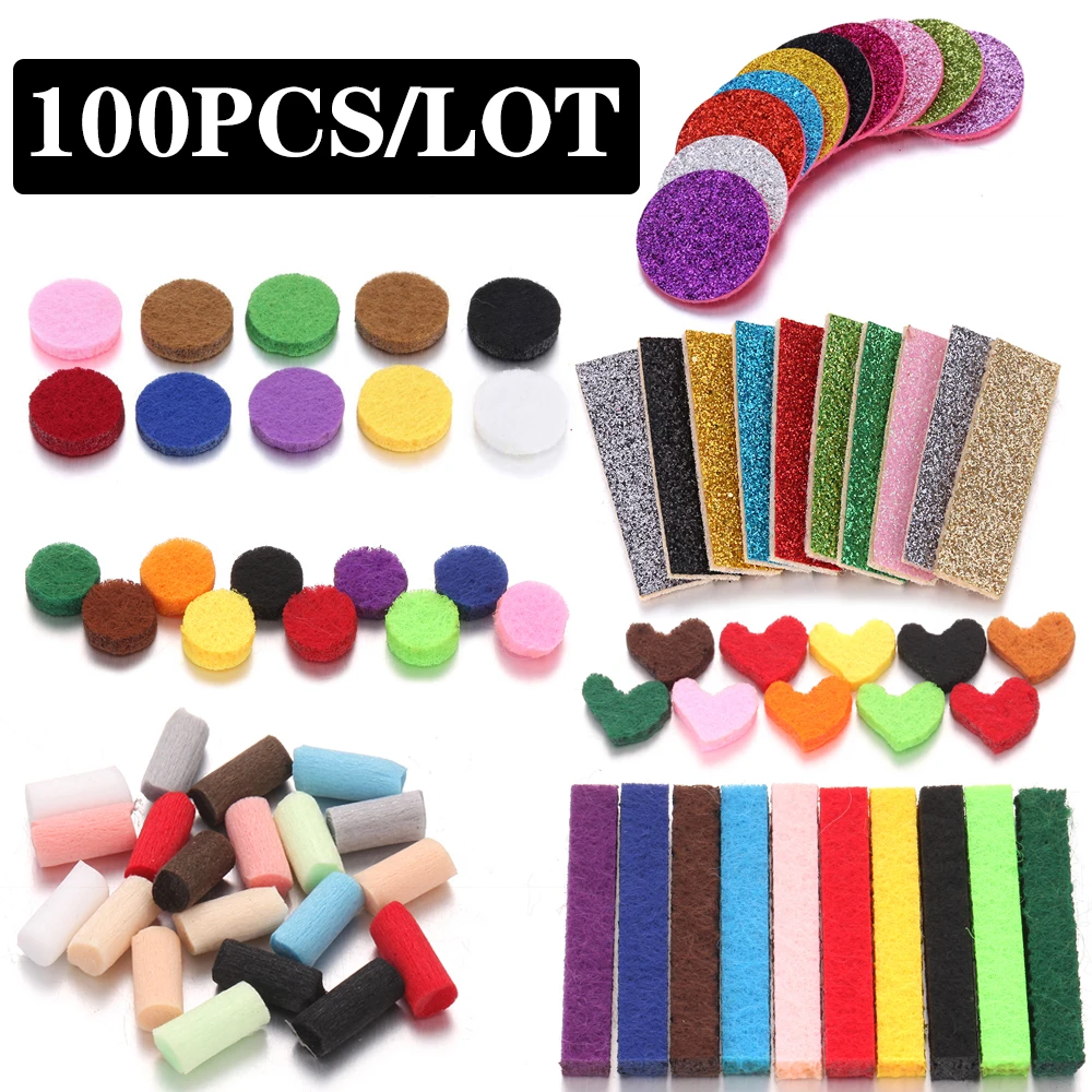 100PCS Wholesale Aromatherapy Pads for Necklace Bracelet 25mm 30mm Mixed Colorful Spacers Round Diffuser Thick Felt Refill Pads