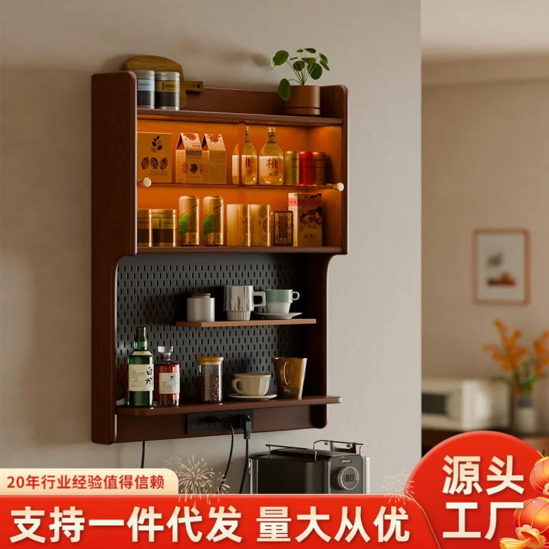 Solid wood dining side cabinet upper cabi net against the wall dining table integrated suspension ca binet combined wall cab ine