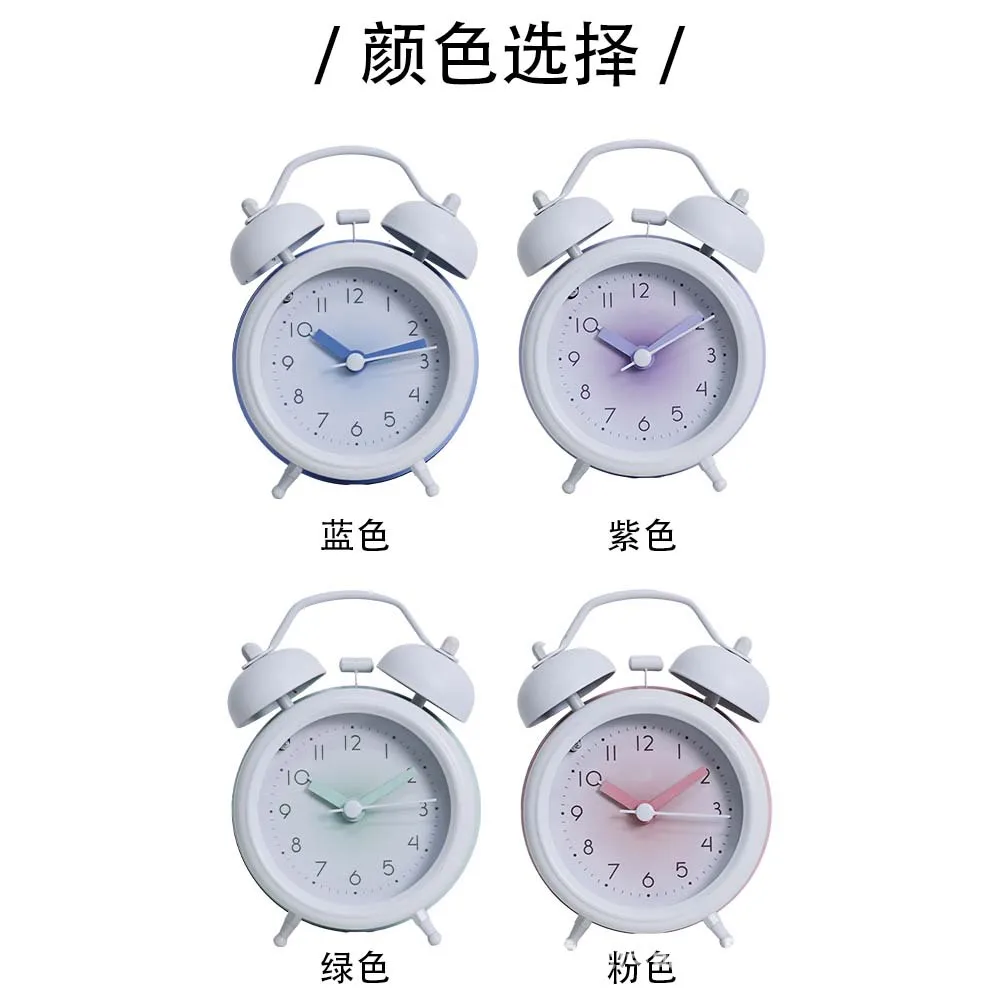

3-inch InS-style simple small alarm clock, retro Nordic-style clock desk, bedside small silent night light clock