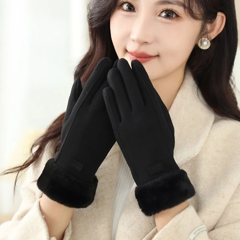 

Polar Fleece 2 Finger Flip Gloves Faux Rabbit Fur Soft Women Anti-cold Mittens Touch Screen Warmer Windproof Finger Mittens