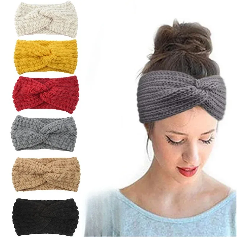 1pc tinta unita Headwrap autunno inverno fascia in maglia protezione per le orecchie scalda orecchie fascia sportiva accessori per capelli