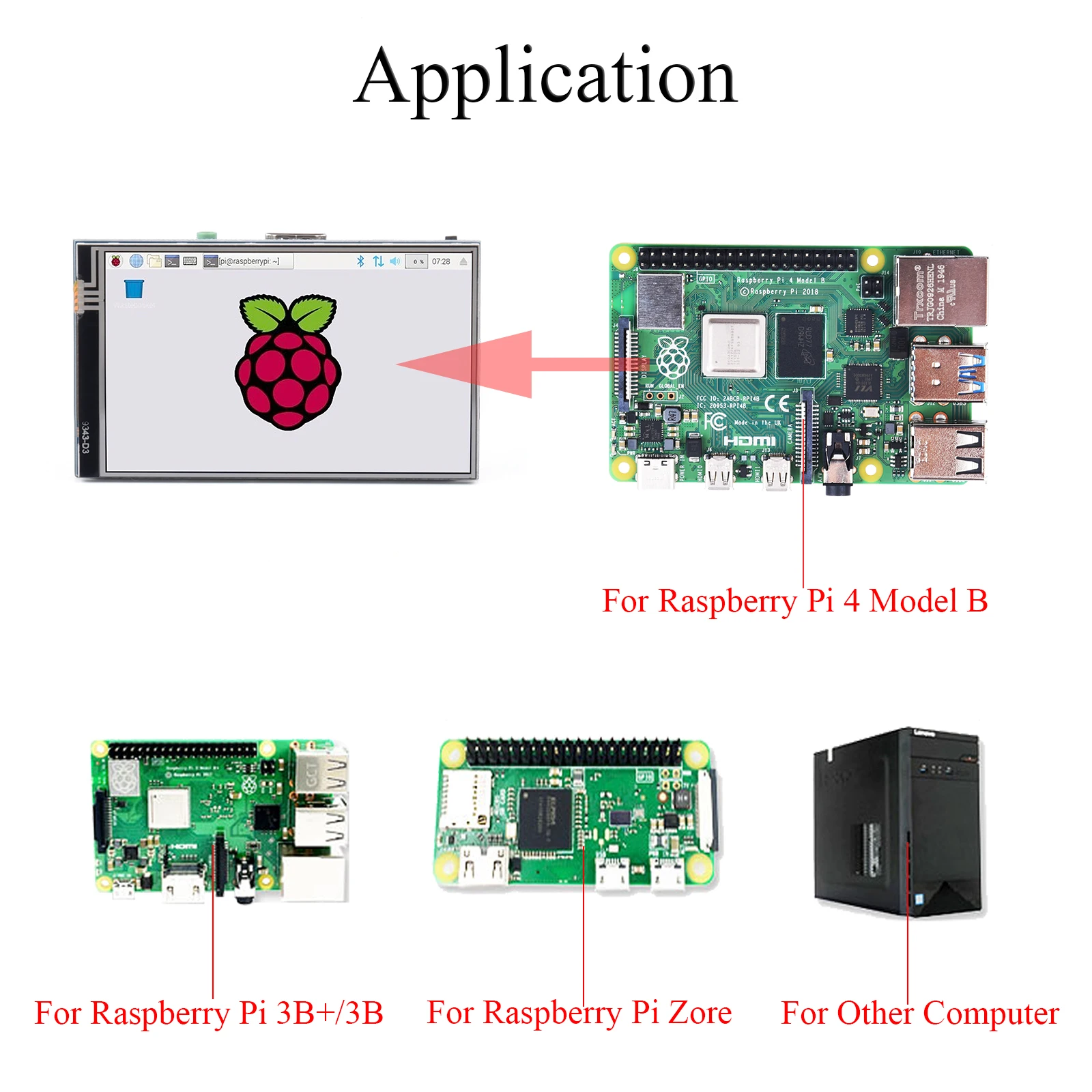 Touchscreen da 4 pollici 800*480 Display compatibile HDMI Touchscreen LCD TFT IPS per Raspberry Pi 5 4B / 3B + /3B / Zore W