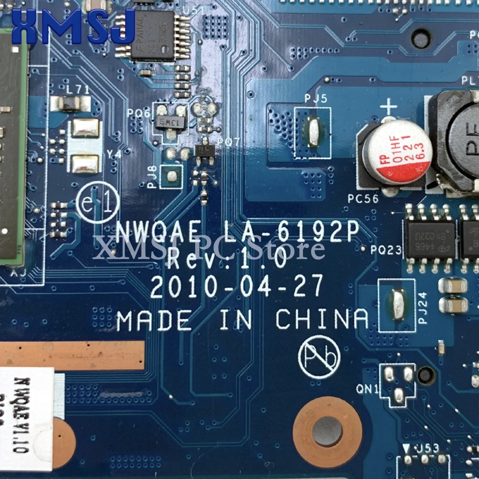 XMSJ-Placa-mãe portátil para Toshiba Satellite, CPU livre, placa principal, teste completo, A660D, A665D, K000108480, LA-6192P, DDR3