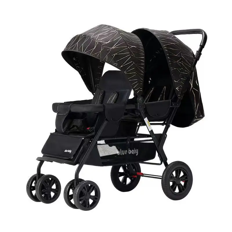 Twin Stroller is a portable double stroller for sitting or lying down for two children