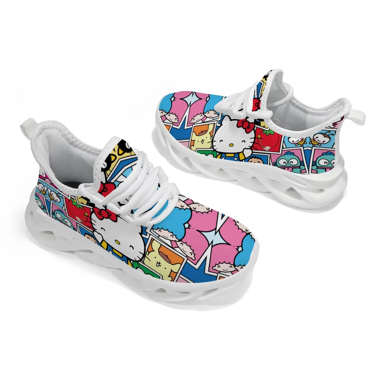 

Children Outdoor Walking Running Tennis Shoes Cartoon Hello Kitty Shoe for Girls Casual Sneakers with White Sole All Season
