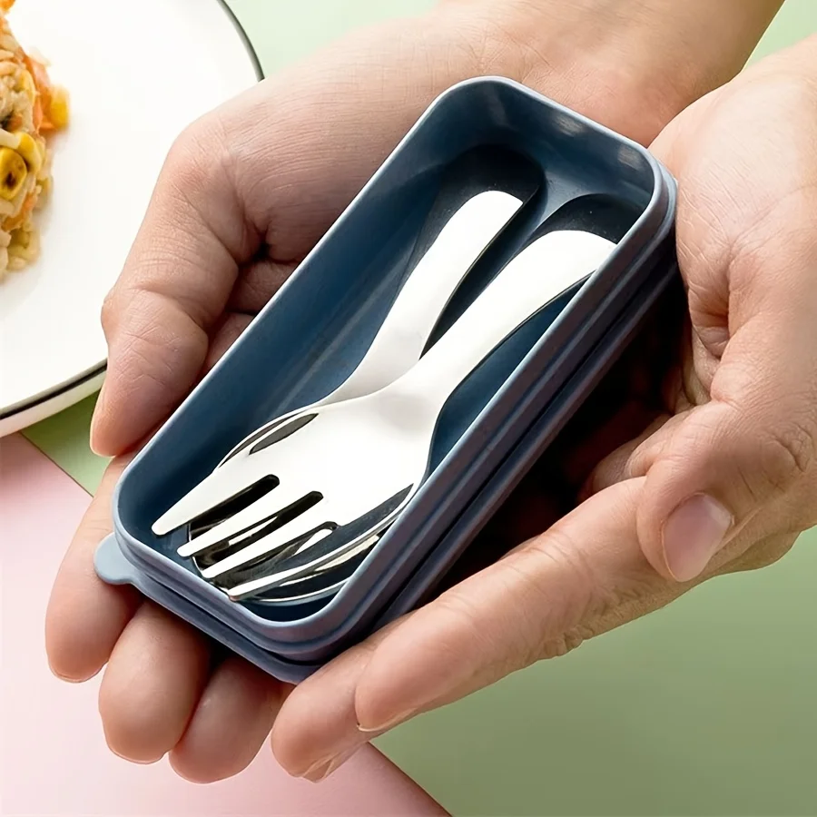 2-Pack Stainless Steel Fork and Spoon Set - Portable, durable and lightweight tableware for outdoor adventures Camping