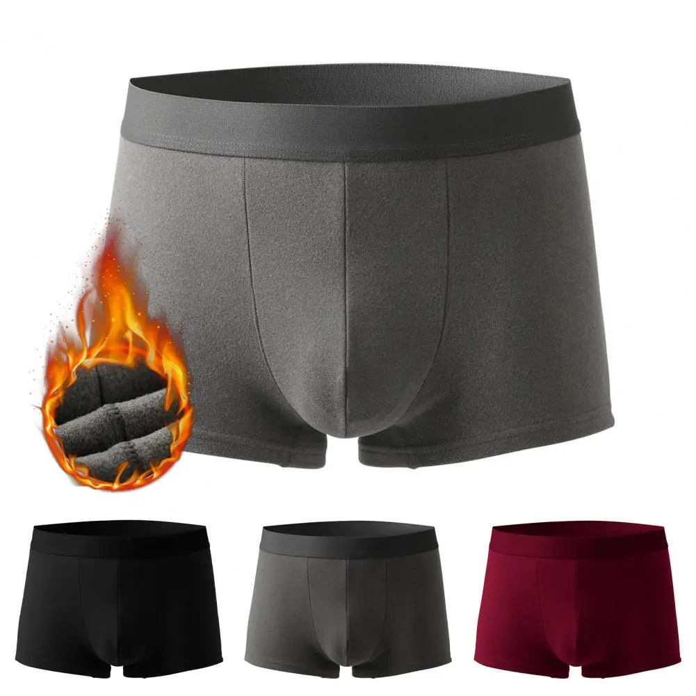 Boxers elásticos respiráveis para homens, boxers antiderrapantes, cuecas soltas, roupa diária, manter aquecido, U convexo, inverno
