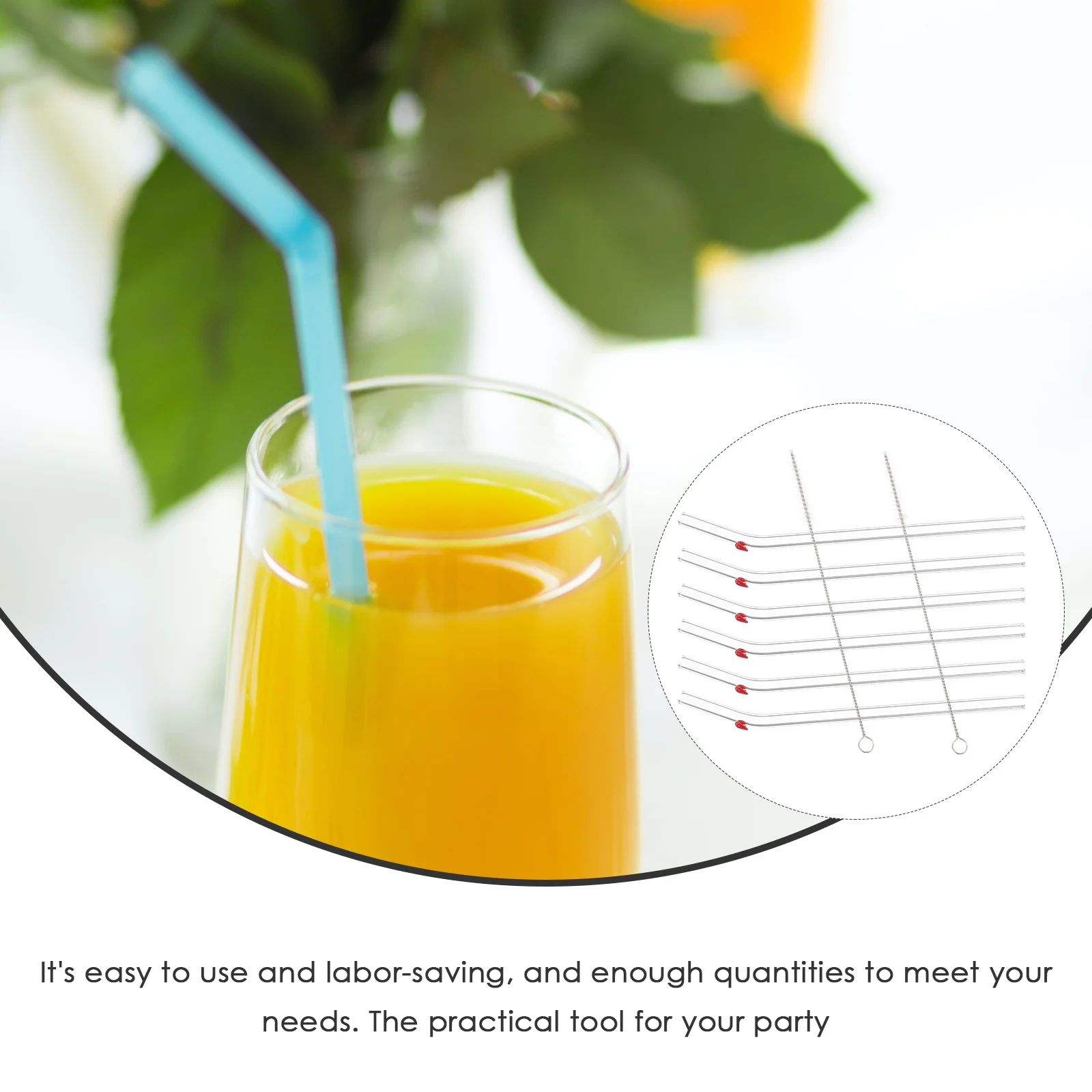 

1Set Reusable Glass Drinking Straws Heart Charm Beverage Straws Washable with Cleaning Brush for Party Reusable Straw