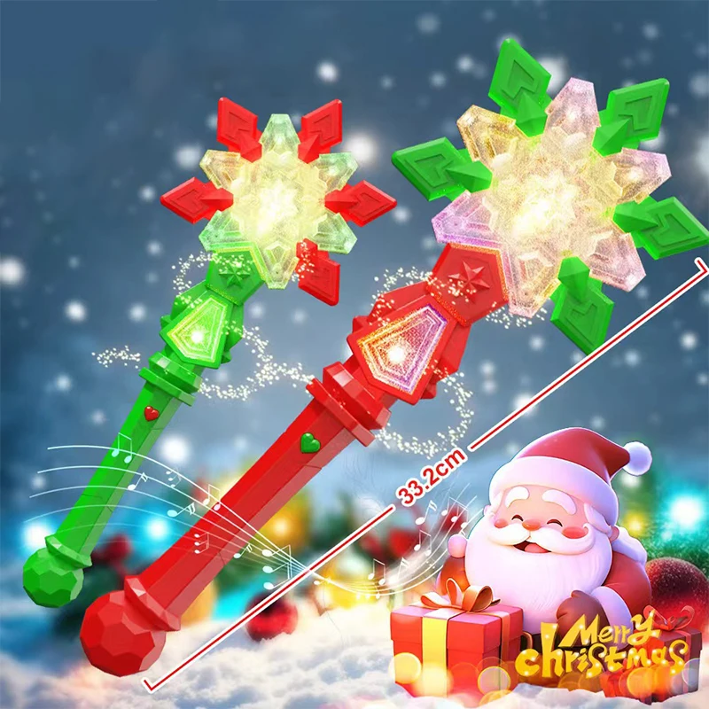 Children's Christmas Flash Magic Wand Projection Flashlight Luminous Camera Projector Holiday Toy