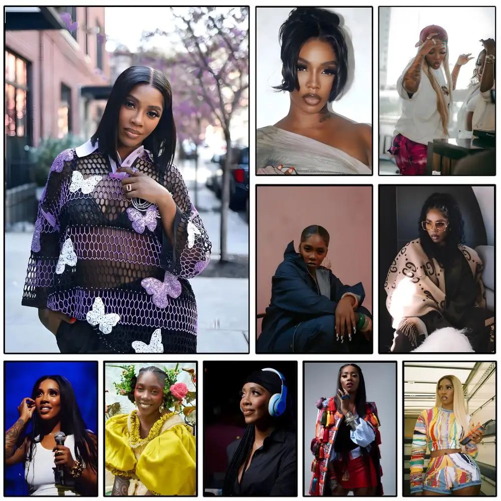 Pôster autoadesivo Singer T-Tiwa Savage, adesivo de papel à prova d'água, decoração de parede para café