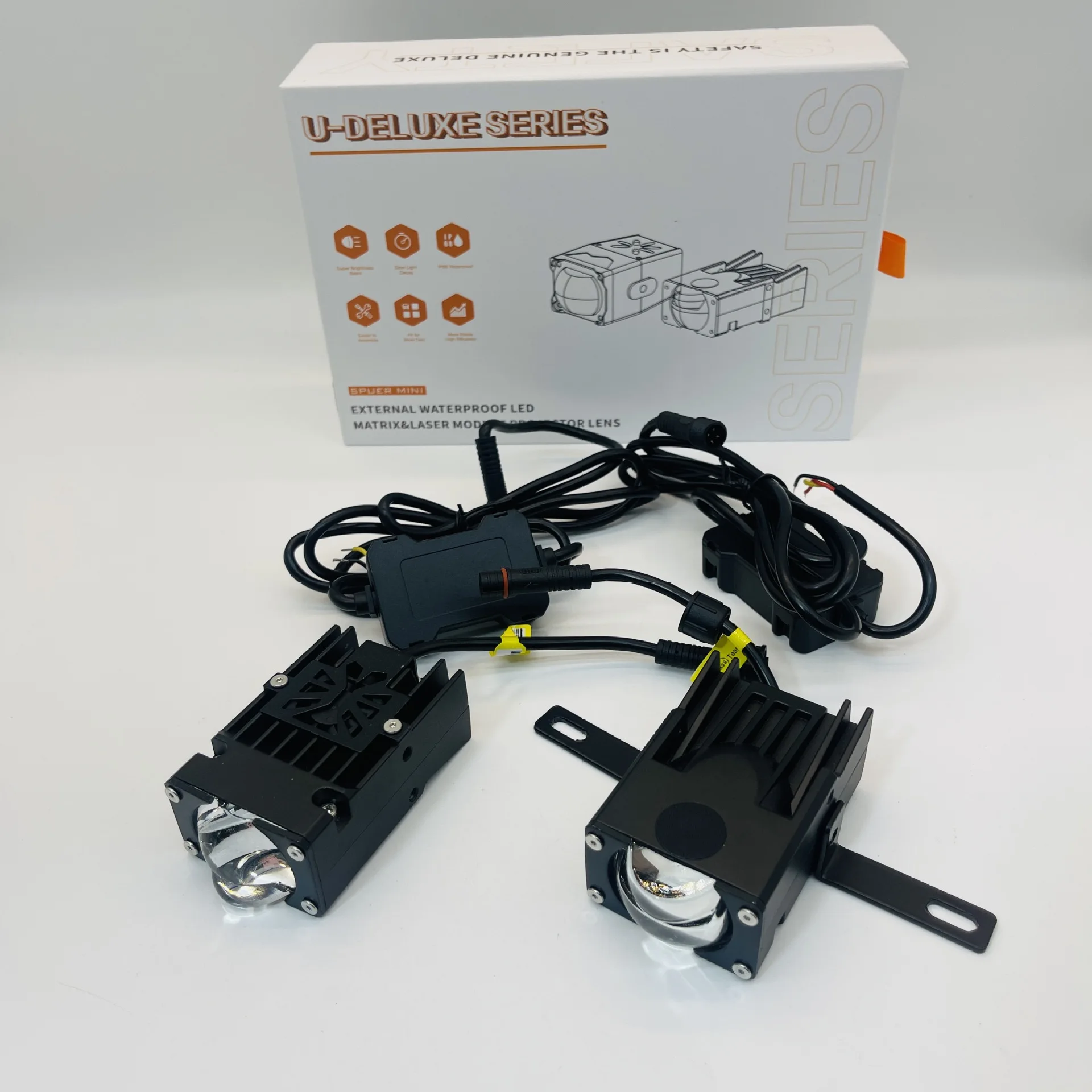 1 Inch Dual Color Matrix Lens LED Grille Spotlight Yellow White Bright Driving Light For Car Motorcycle Modification