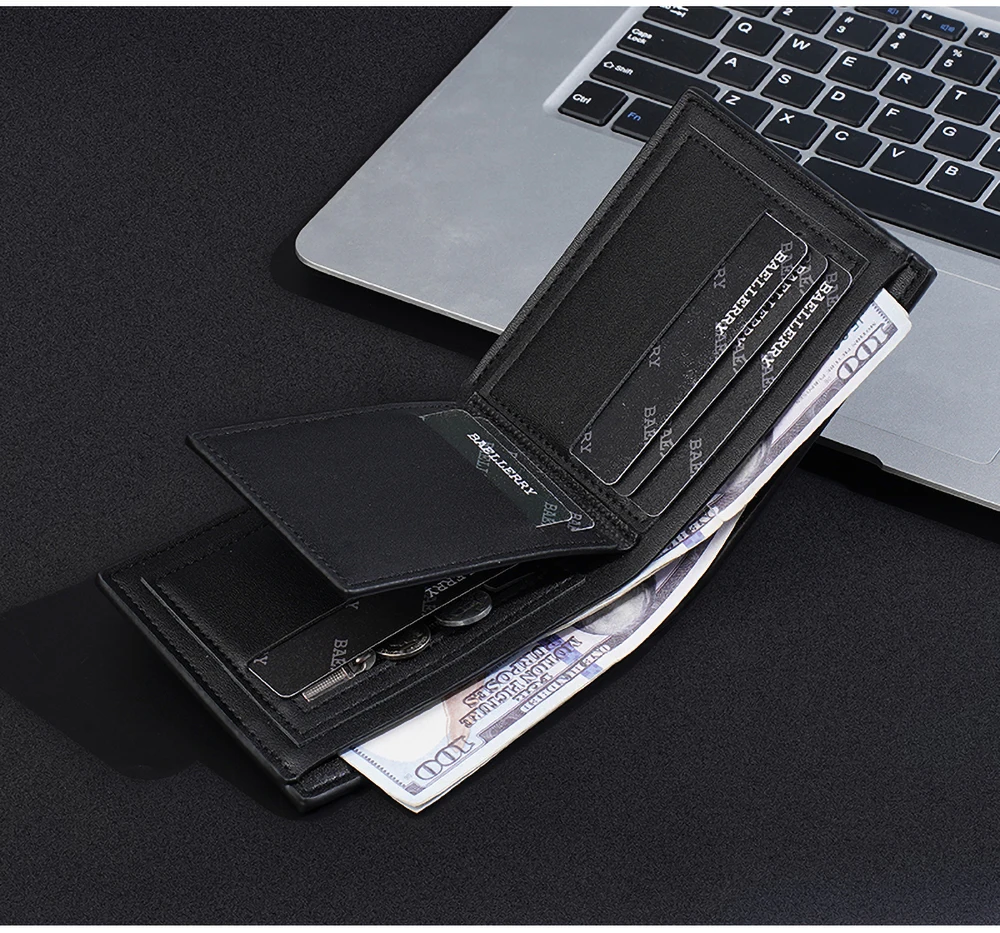 Baellerry Herren-Geldbörse mit RFID-Blockierung, kurzes Bifold-Portemonnaie, hochwertiges, rutschfestes Leder, Kartenhalter mit Münzfach mit Reißverschluss, sicher M – Detail 14