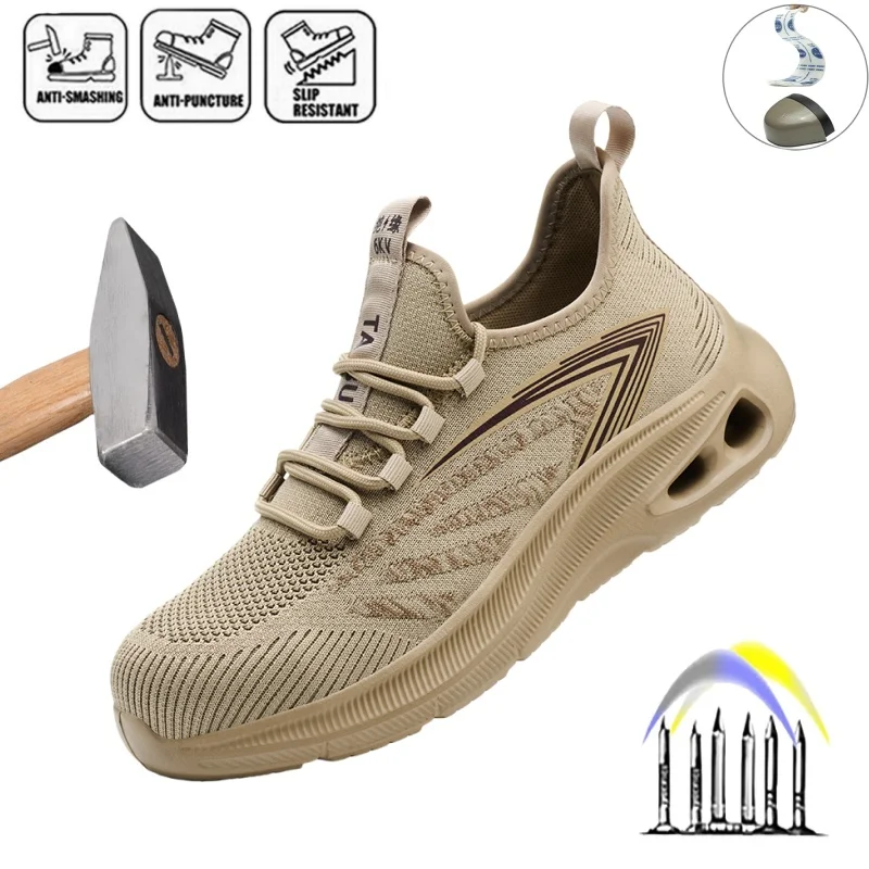 

Summer Work Sneakers Men Safety Shoes Construction Steel Toe Work Safety Boots Men Shoes Anti-puncture Work Shoes Breathable