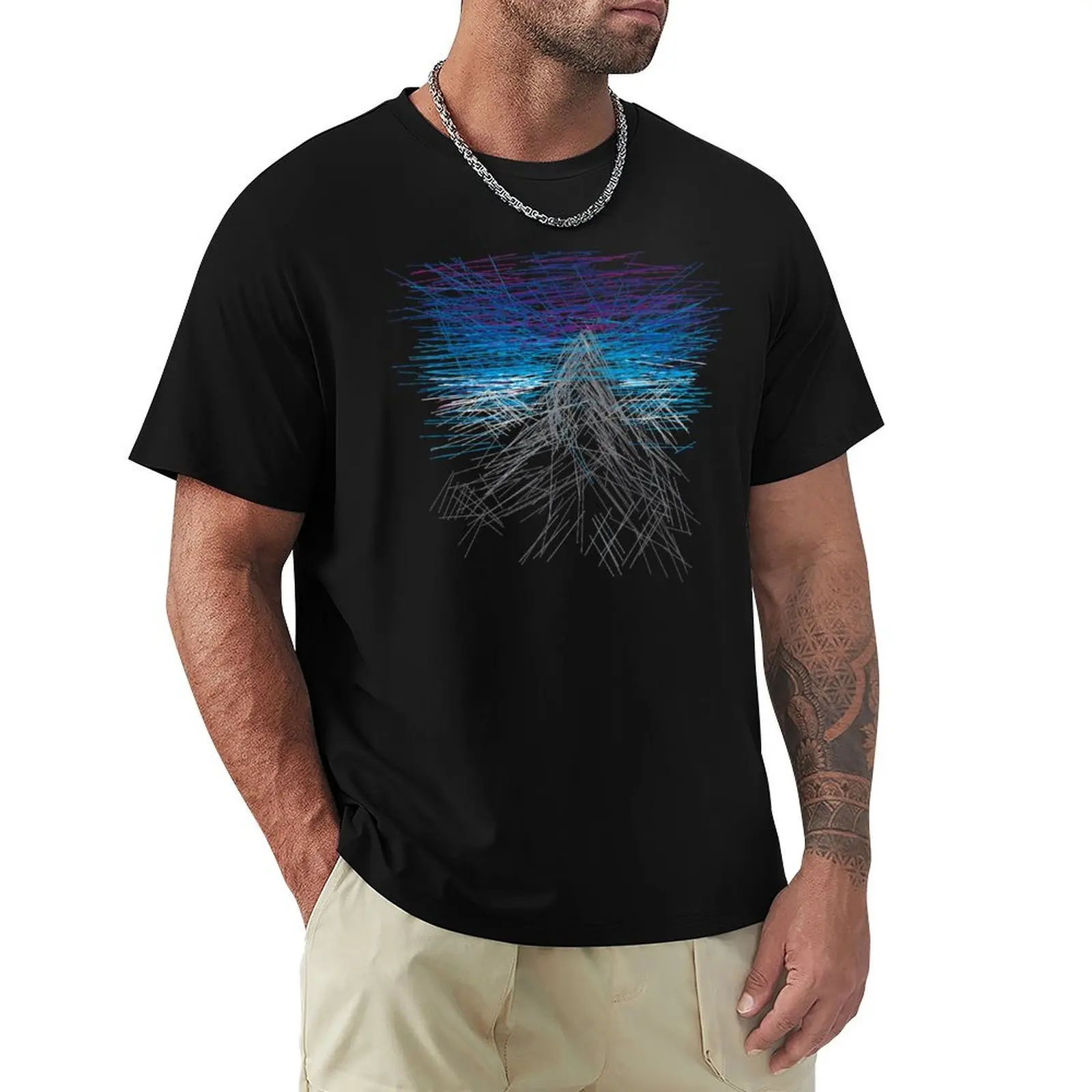 Abstract mountain T-Shirt Basic Crew Neck Short Sleeve Top