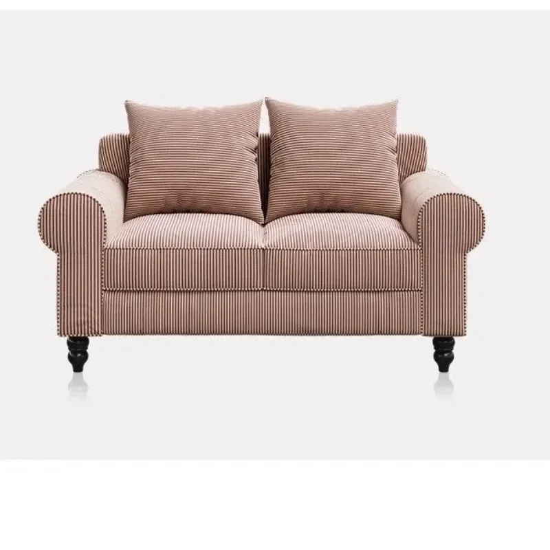 Pattern fabric sofa small apartment home living room Internet celebrity creative designer double solid wood
