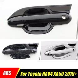 ABS Exterior Sticker Car Door Bowl Handle Cover Trim For Toyota RAV4 2019-023 RAV 4 XA50 Carbon Black Chrome Accessories