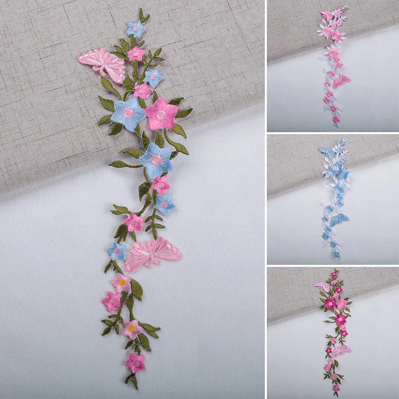 Multicolor Rose Flower Butterfly Embroidery Patch Appliques Iron-on Badge Stickers For Clothes Dress Pants Sewing Accessories