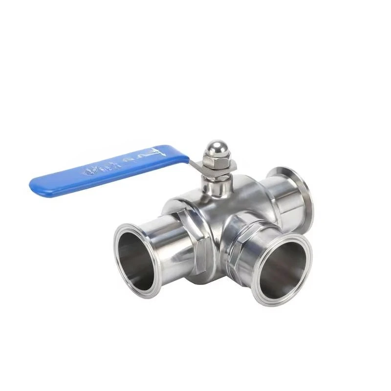 الفولاذ المقاوم للصدأ 2S 316L صمام كروي للطعام الصحي يدوي سريع التركيب سريع الفتح T-نوع 3-Way صمام OEM صمام كروي عام