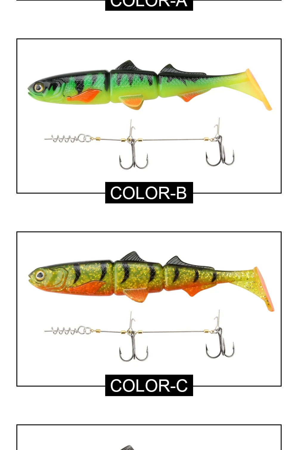 Spinpoler Pike Stinger Rig Hook Systerm mit 3D Swimbait Soft Lure Fishing Bait Paddle T Tails For Zander Pike Big Game Fish – Detail 7