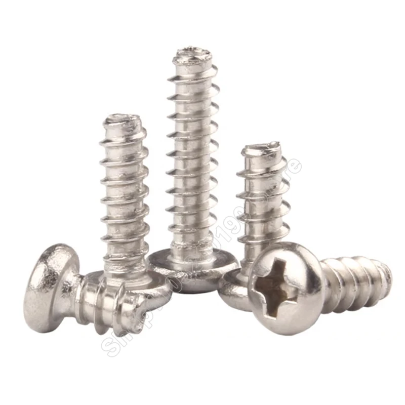 Mini Micro Small Cross Recessed Phillips Round Head Self-tapping Screw Flat Tail Nickel Plated M1.4,M1.7,M2,M2.3,M2.6,M3,M3.5,M4