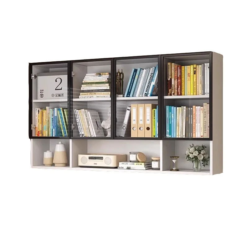 

Bookcase Bookshelf Solid wood wall hanging cabinet Glass figure display cabinet Kitchen balcony storage cabinet