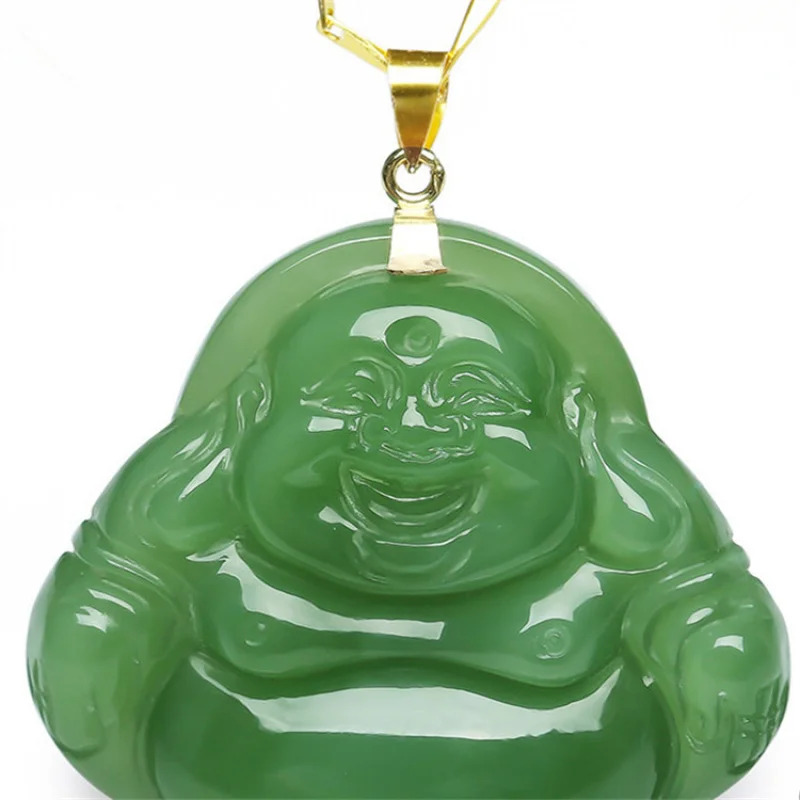 Women's Necklace Lanyard Hetian Statue like Maitreya Smiling Buddha Jade Pendant Jad