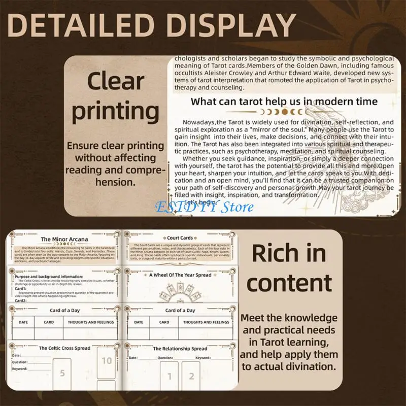 G6DE Recycled Paper tarots Journal With Dedicated Sections For Tarots Card Analysis