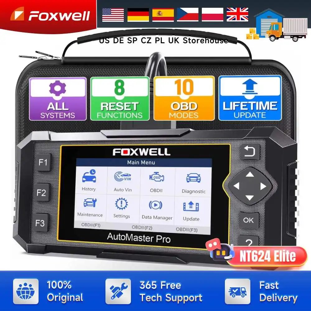 Foxwell NT624 Elite OBD2 Automotive Scanner Full Systems Fault Code Reader SAS DPF EPB Oil Reset OBD 2 Auto Car Diagnostic Tool