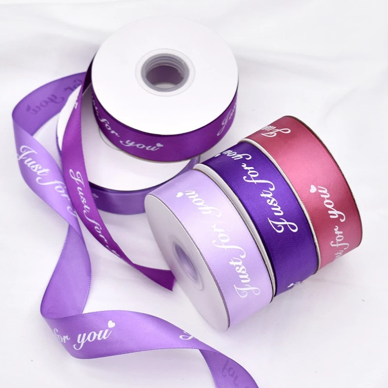 22 미터/롤 2.5cm 인쇄 "당신을위한" 선물 상자 포장 리본 발렌타인 데이 꽃다발 장식 의류 액세서리