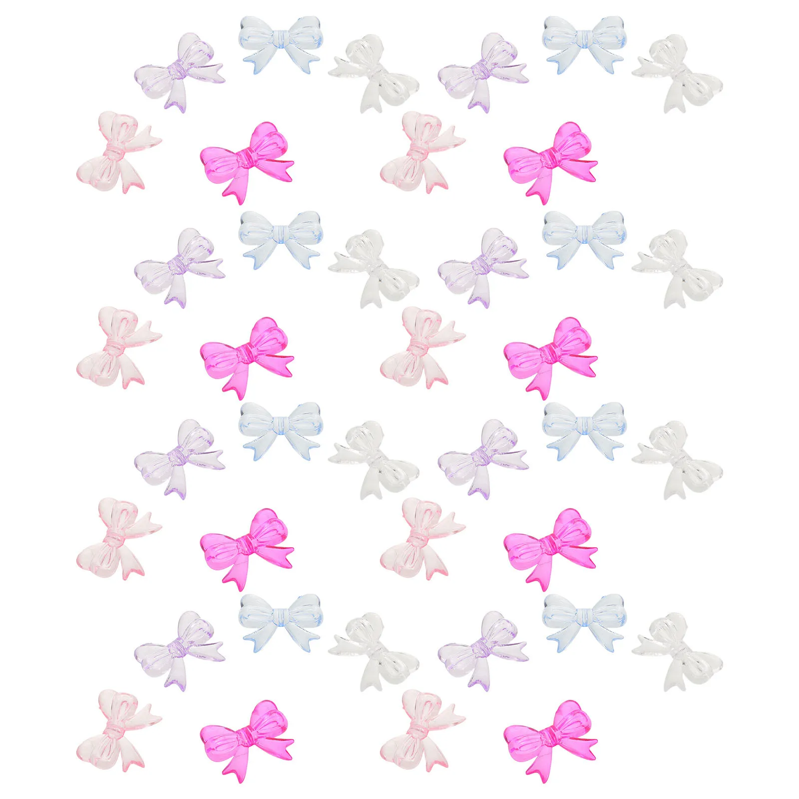 

50Pcs Decorative Bow Cake Toppers Transparent Colorful Acrylic Bowknot Inserts for Birthday Wedding Party Cupcake Dessert