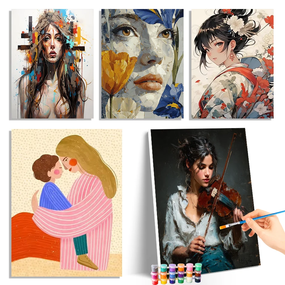 

GATYZTORY Painting By Numbers For Handiwork woman Watercolor Paint Kit Artwork Arts Crafts Color Markers By Numbers Home Decor