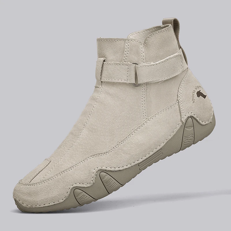 

Plus-size men's boots, autumn side-zip high-top men's shoes, outdoor hand-sewn leather boots