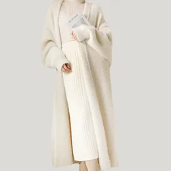 Women Thick Long Cardigan Warm Velvet Jacket Autumn Winter Fur Loose Long Sleeve Y2k INS Sweater 2024 Jumper Maxi Cardigans