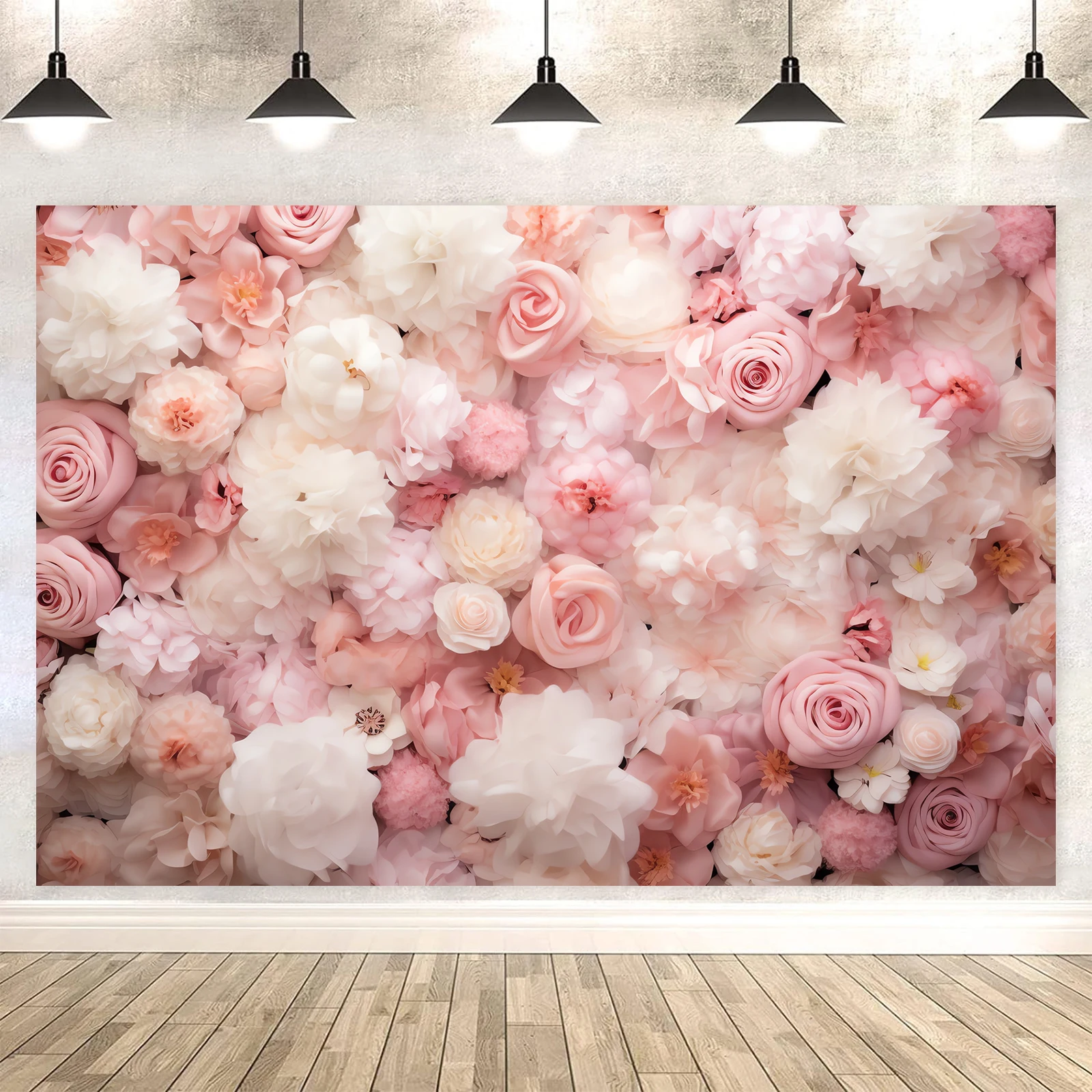 5x3ft Flower Wall Backdrop Spring Pink Rose Portrait Banner Photography Background Wedding Floral Wall Bridal Shower Party Decor