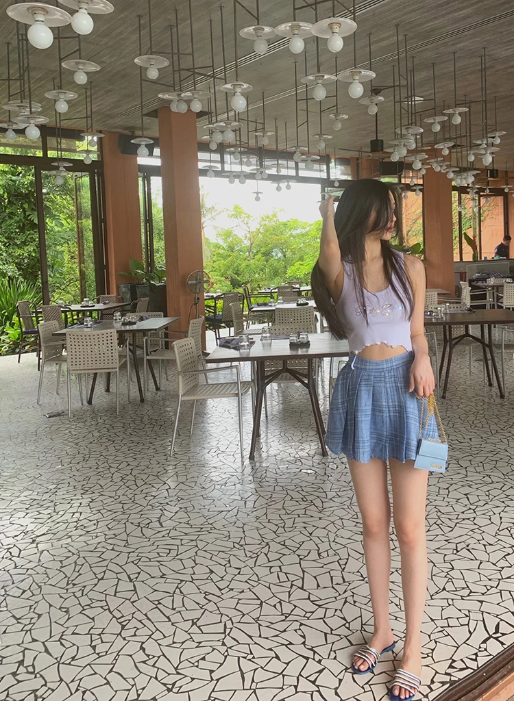 

Юбка А-силуэта с высокой талией, укороченная, с защитой от просвечивания, в школьном стиле, для женщин, асимметричная, прямого кроя, повседневные брюки