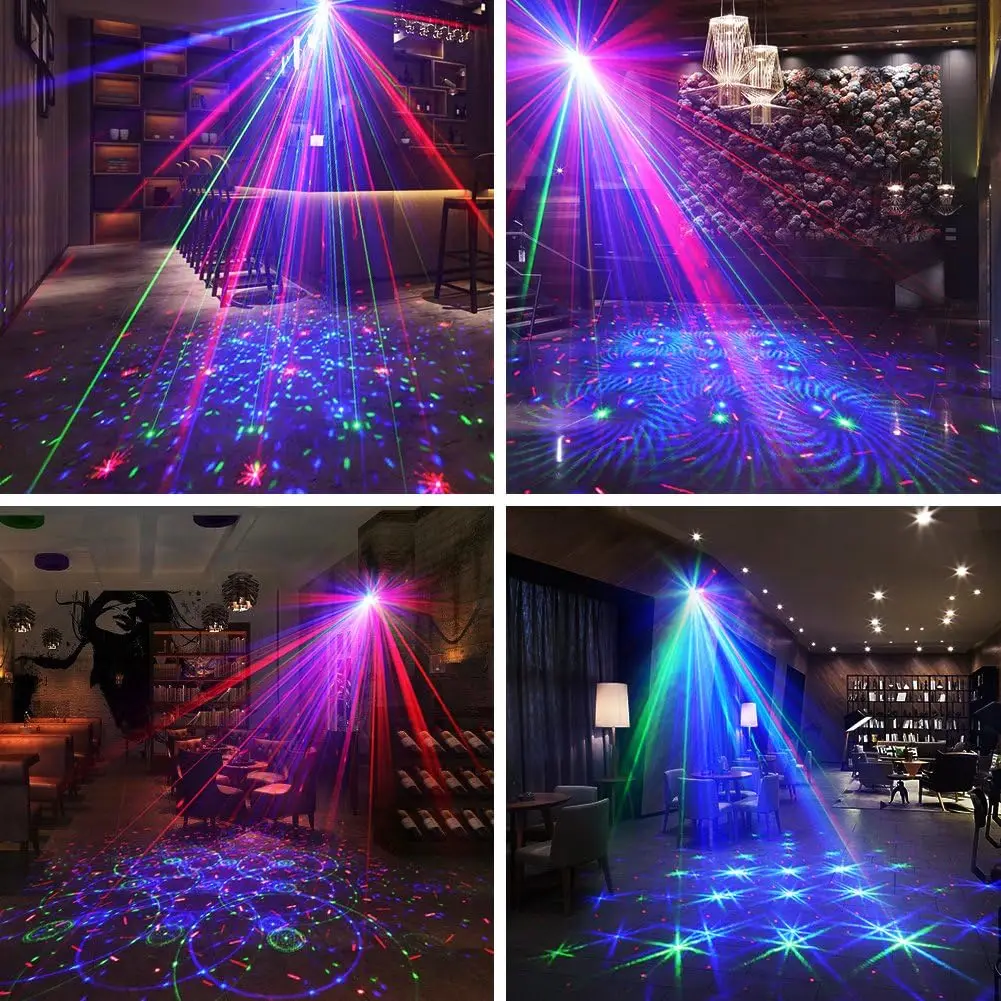 DJ Stage Party Disco Lights Laser Projector 9LED Red Green Blue Flash Strobe Christmas Holiday Party Decoration Lights