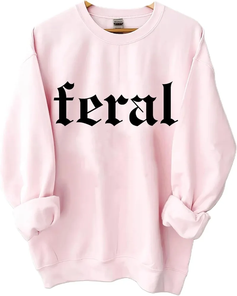 Camisola Feral gráfica Unisex, Camisola letra engraçada