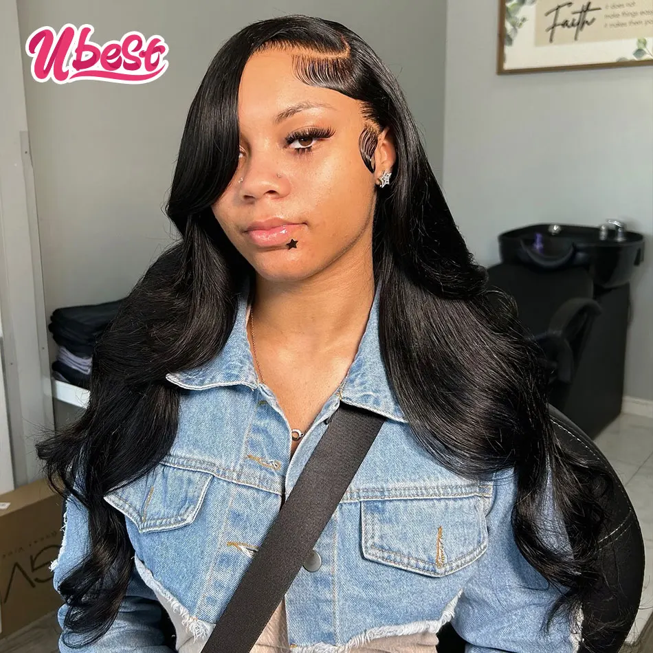 1B With Pink Colored 13X6 Body Wave Transparent Lace Front Wigs 100％ Human Hair 200％ Density Brazilian Hair Remy Hair Wigs