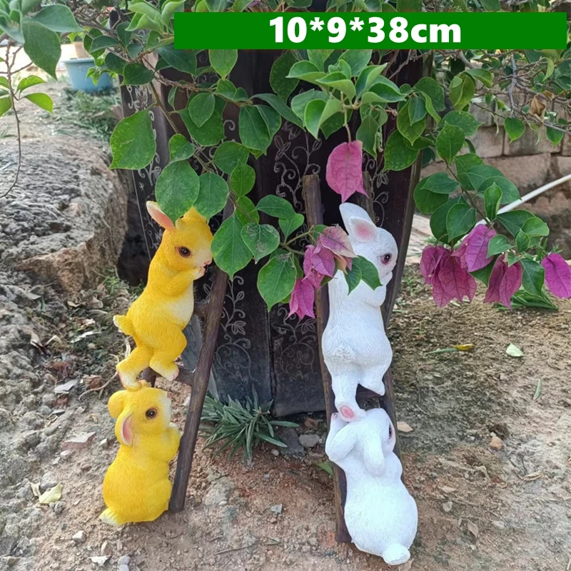 Creative resin climbing ladder rabbit ornament outdoor floor decorative garden planters animal landscaping crafts