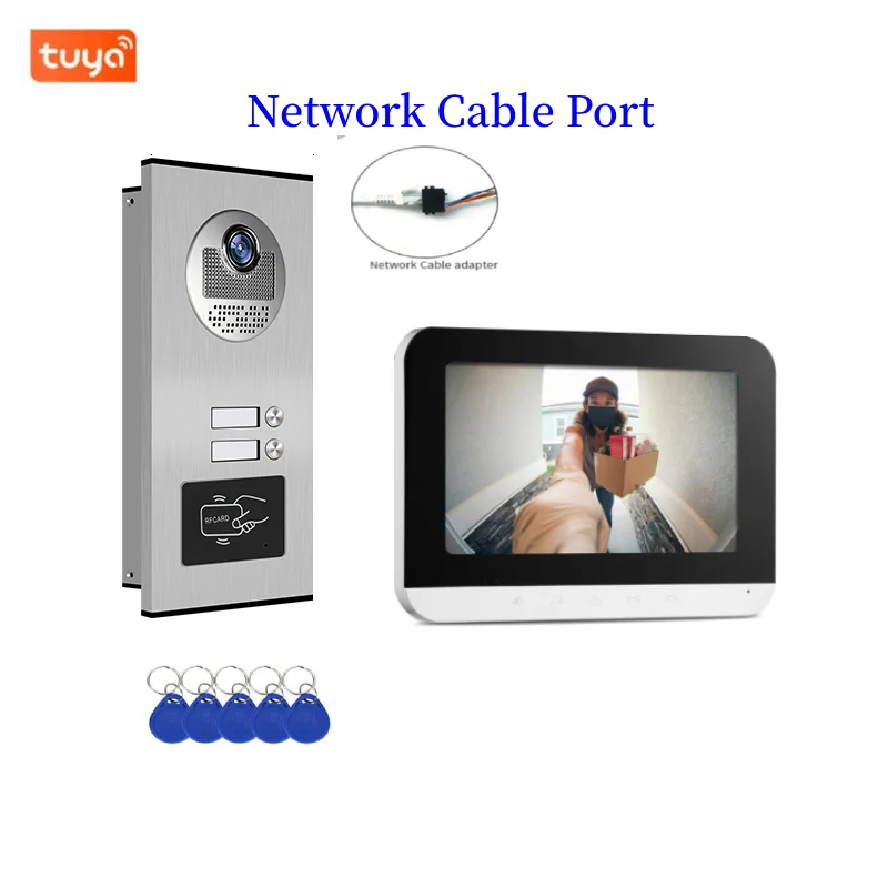 WIFI IP Building Video Intercom Network Cable Port TUYA Smart Life APP Video Doorbell For Home Security1080P RFID Unlock Camera
