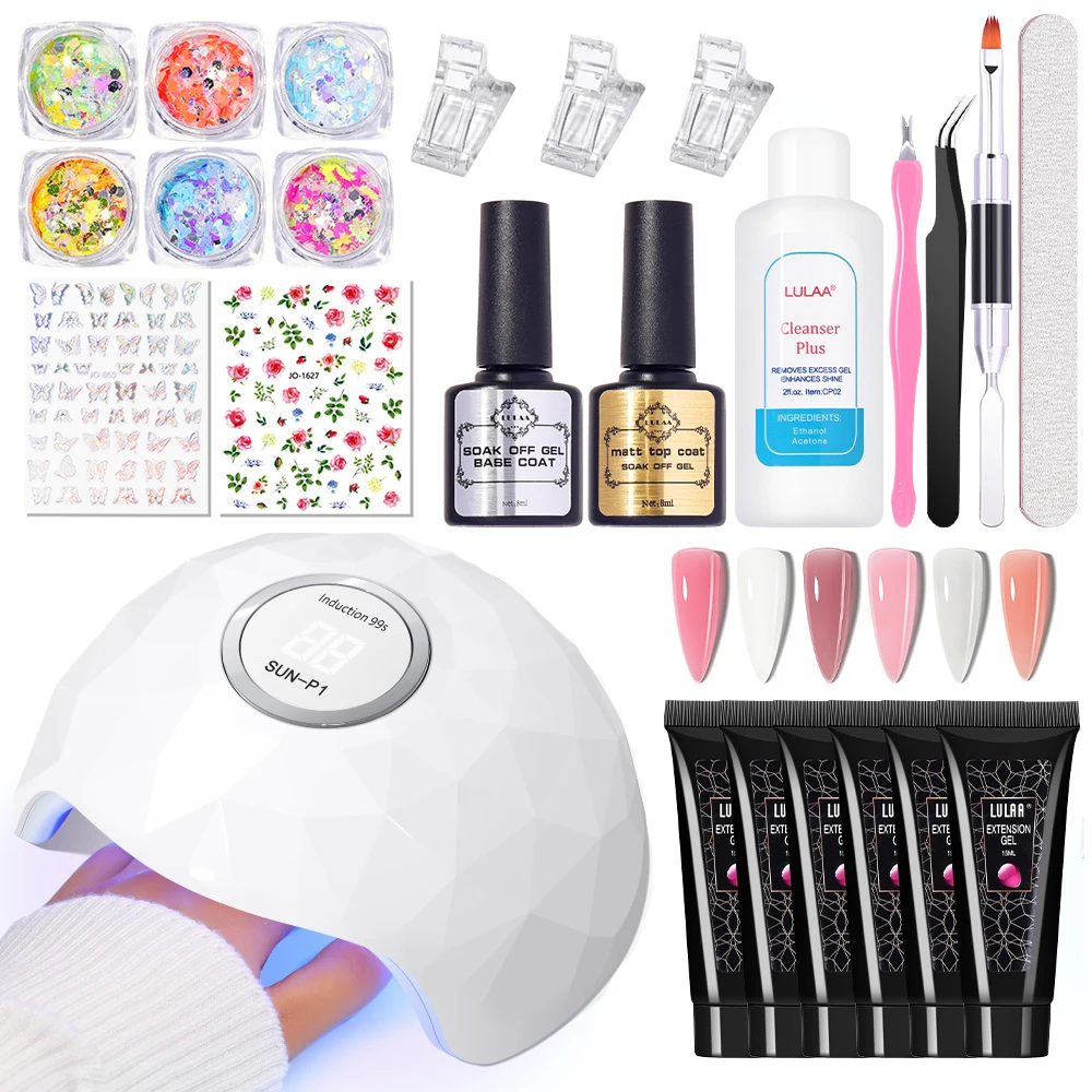 

CNHIDS Nail Set With Nail Lamp Nail Drying Tools Manicure Set Kit Poly Nail Gel Kit Polish Set Soak-off Nail Art Tools Sets