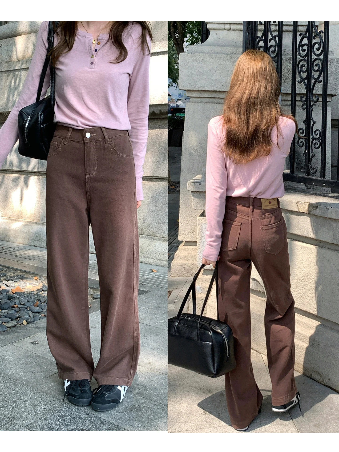 

Женские винтажные джинсы OONA с широкими штанинами, прямого кроя, на флисовой подкладке, свободные повседневные брюки с высокой талией, на пуговицах, из хлопка